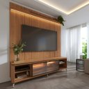 Ver imagem 1 de Rack com Painel para TV até 85 Polegadas Vidro Reflecta 100% MDF com LED Lincoln Float 215cm Canella