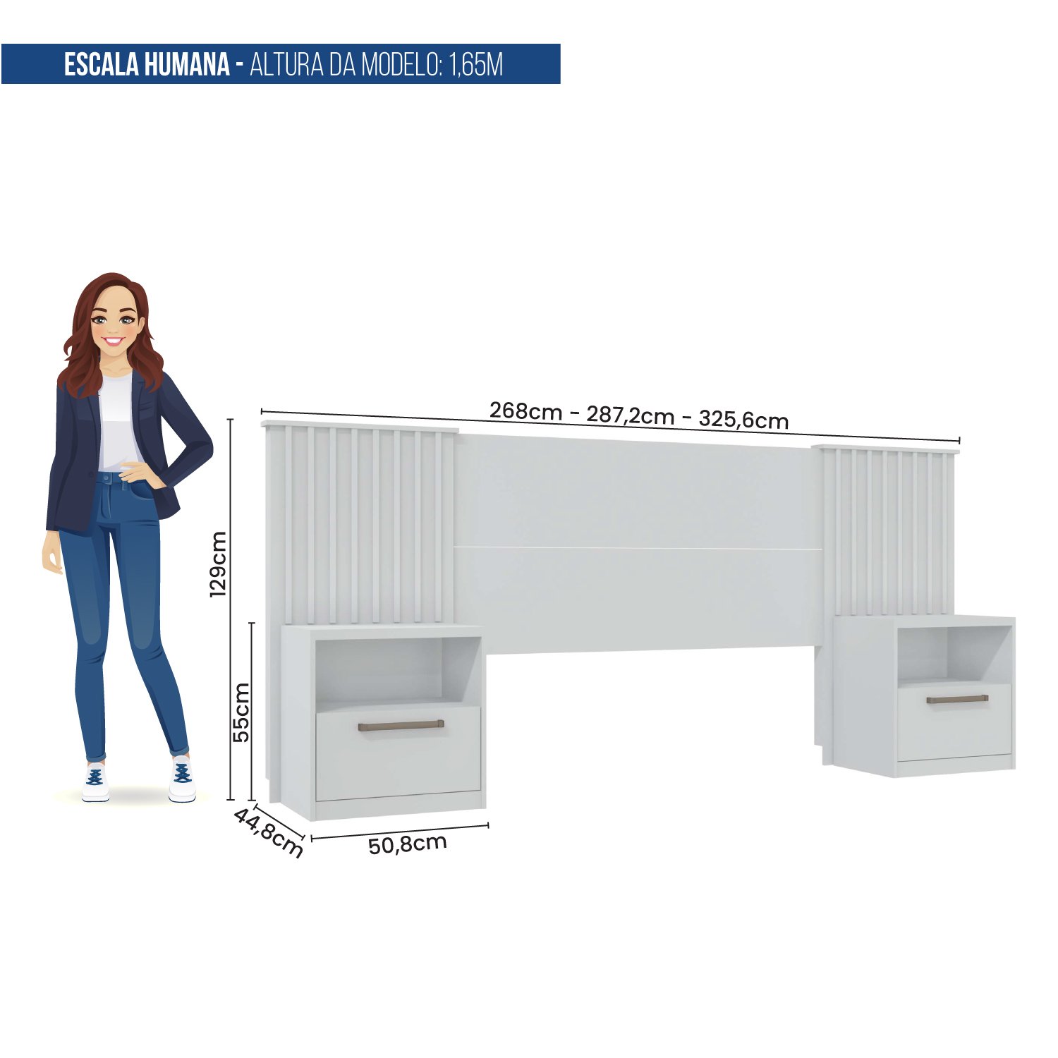 Cabeceira Casal Extensível 2 Mesas com Gaveta Lucius  - 6