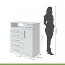 Ver imagem 4 de Cômoda para Quarto 6 Gavetas 1 Porta com Chave Estilo Moderno da Vinci 111cm Branco
