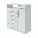 Ver imagem 3 de Cômoda para Quarto 6 Gavetas 1 Porta com Chave Estilo Moderno da Vinci 111cm Branco
