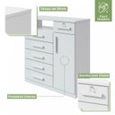 Ver imagem 6 de Cômoda para Quarto 6 Gavetas 1 Porta com Chave Estilo Moderno da Vinci 111cm Branco