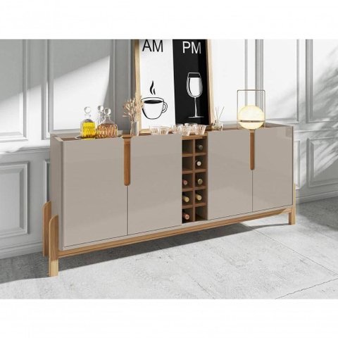 Buffet 4 Portas C- Prateleiras Lizz 1,90 Off-white-cedro