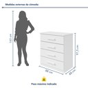 Ver imagem 4 de Cômoda para Quarto 4 Gavetas com Puxadores Cromados Moderno Baião 88cm Branco