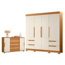Ver imagem 1 de Guarda Roupa Solteiro Vivacce 04 Portas e Cômoda Evidenza Cinamomo Off White Flex - Móveis