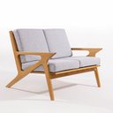Ver imagem 2 de Sofá Sala 2 Lugares 117cm 85cm X Oslo Verniz Mel/Cinza
