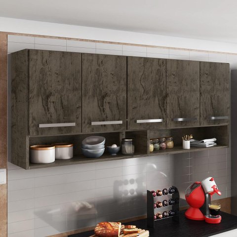 Armário Aéreo De Cozinha Multiuso 5 Portas Castani