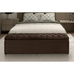 Baú Calçadeira Imperatriz 1,38 Cm Suede Marrom Escuro - 2