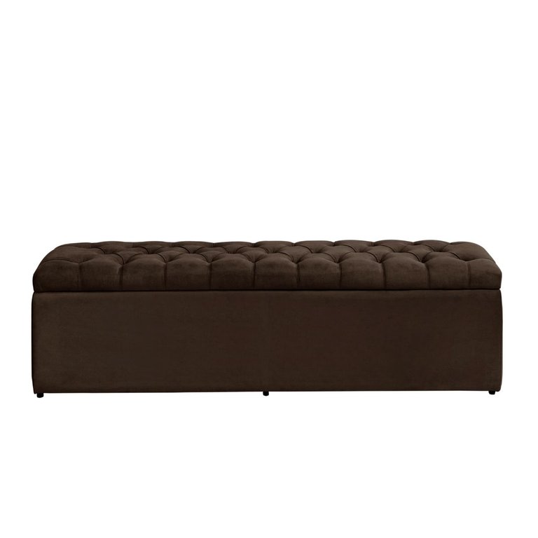 Baú Calçadeira Imperatriz 1,38 Cm Suede Marrom Escuro
