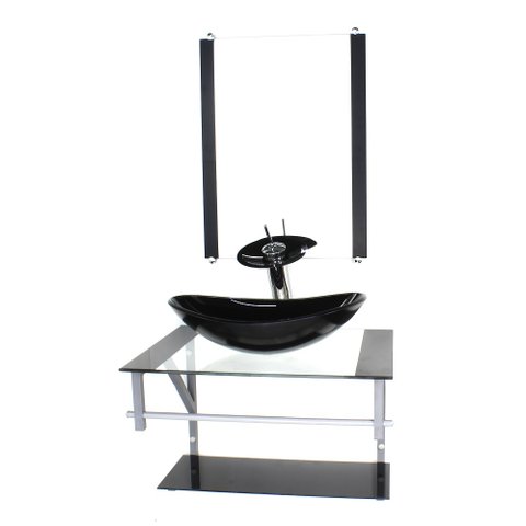 GABINETE DE VIDRO PARA BANHEIRO 60CM AC CUBA OVAL PRETO