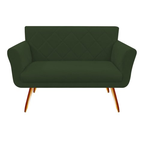 Namoradeira Decorativa Sabrina Suede Verde Pés Madeira Mz Decor