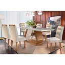 Ver imagem 1 de Conjunto: Mesa Sala Jantar Alvorada Tampo Madeirado C/ Vidro Canto Reto 180x90cm e 6 Cadeiras