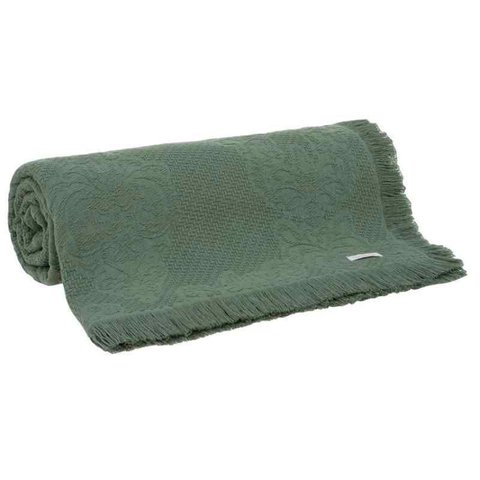 Colcha Queen Medalhão com Franja 235x250 Cm Verde Buddemeyer
