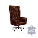 Ver imagem 1 de Cadeira de Escritório Giratória Presidente Chesterfield Via Encanto em Couro Legítimo Marrom