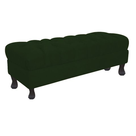 Recamier Baú Luis Xv Capitonê Retrô 160cm Suede Verde Pés Madeira Ms Decor