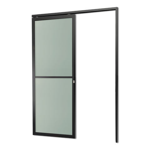 Porta de Correr Suspensa Vidrao Dir L.25 Preta 210x100 Brimak