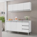Ver imagem 3 de Balcão de Cozinha com Tampo 160 Cm e Armário Aéreo Andréia Branco Brilho - Ajl
