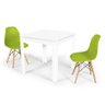Conjunto Mesa de Jantar Quadrada Sofia Branca 80x80cm com 2 Cadeiras Eames Eiffel - Verde - 1