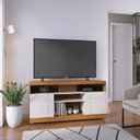 Ver imagem 1 de Rack para TV até 47 Polegadas com 2 Portas e Rodízios Multimóveis Crcol-RCK034 Madeirado/Off