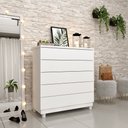 Ver imagem 1 de Cômoda Premium com Pés e 5 Gavetas:neve