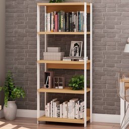 Estante para Livros 4 Prateleiras Freijó Branco Fosco - Genialflex - 1