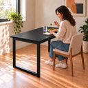 Ver imagem 4 de Mesa de Jantar Reforçada Industrial 150x60cm Tampo Preto Pés Preto