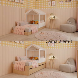 Bicama Infantil com Casinha 2 em 1 Montessoriana Linha Play Quater - 3