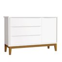 Ver imagem 4 de Cômoda Infantil e Guarda Roupa 3 Portas New Classic Branco com Pés Madeira - Reller