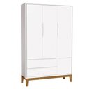 Ver imagem 3 de Cômoda Infantil e Guarda Roupa 3 Portas New Classic Branco com Pés Madeira - Reller