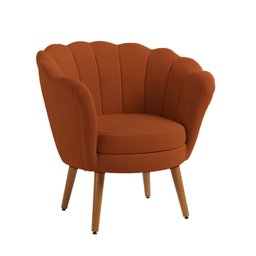 Kit 2 Poltronas Pétala Sued Terracota Pés Palito - Kimi Design - 2