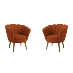 Kit 2 Poltronas Pétala Sued Terracota Pés Palito - Kimi Design - 1