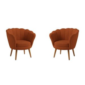 Kit 2 Poltronas Pétala Sued Terracota Pés Palito - Kimi Design