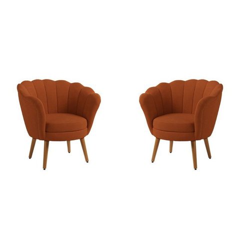 Kit 2 Poltronas Pétala Sued Terracota Pés Palito - Kimi Design