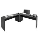 Ver imagem 6 de Mesa Escrivaninha em L Canto Arredondado 1400x600 Netmobil - Preto