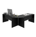 Ver imagem 5 de Mesa Escrivaninha em L Canto Arredondado 1400x600 Netmobil - Preto
