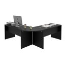 Ver imagem 5 de Mesa Escrivaninha em L Canto Arredondado 1400x600 Netmobil - Preto