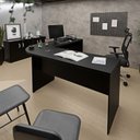 Ver imagem 3 de Mesa Escrivaninha em L Canto Arredondado 1400x600 Netmobil - Preto