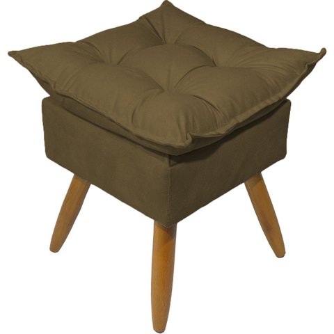 Puff Decorativo Quadrado para Sala Quarto Penteadeira Recepção Alice Suede Marrom Pés Palito