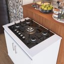 Ver imagem 4 de Kit Bancada Ilha para Cozinha + Balcão para Cooktop 0,80m 5 Bocas 2 Portas Turim Branco