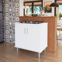 Ver imagem 1 de Kit Bancada Ilha para Cozinha + Balcão para Cooktop 0,80m 5 Bocas 2 Portas Turim Branco