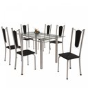 Ver imagem 2 de Conjunto de Mesa Tubular 6 Cadeiras 140cm com Tampo de Vidro Melissa Branco/Preto/Pérola