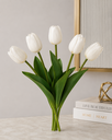 Ver imagem 3 de Kit 5 Tulipas Brancas Artificiais Flores Decorativas Realistas para Decoração