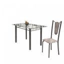 Ver imagem 6 de Conjunto de Mesa Tubular 6 Cadeiras 140cm com Tampo de Vidro Melissa Prata/Botanic Cinza