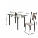 Ver imagem 3 de Conjunto de Mesa Tubular 6 Cadeiras 140cm com Tampo de Vidro Melissa Prata/Botanic Cinza