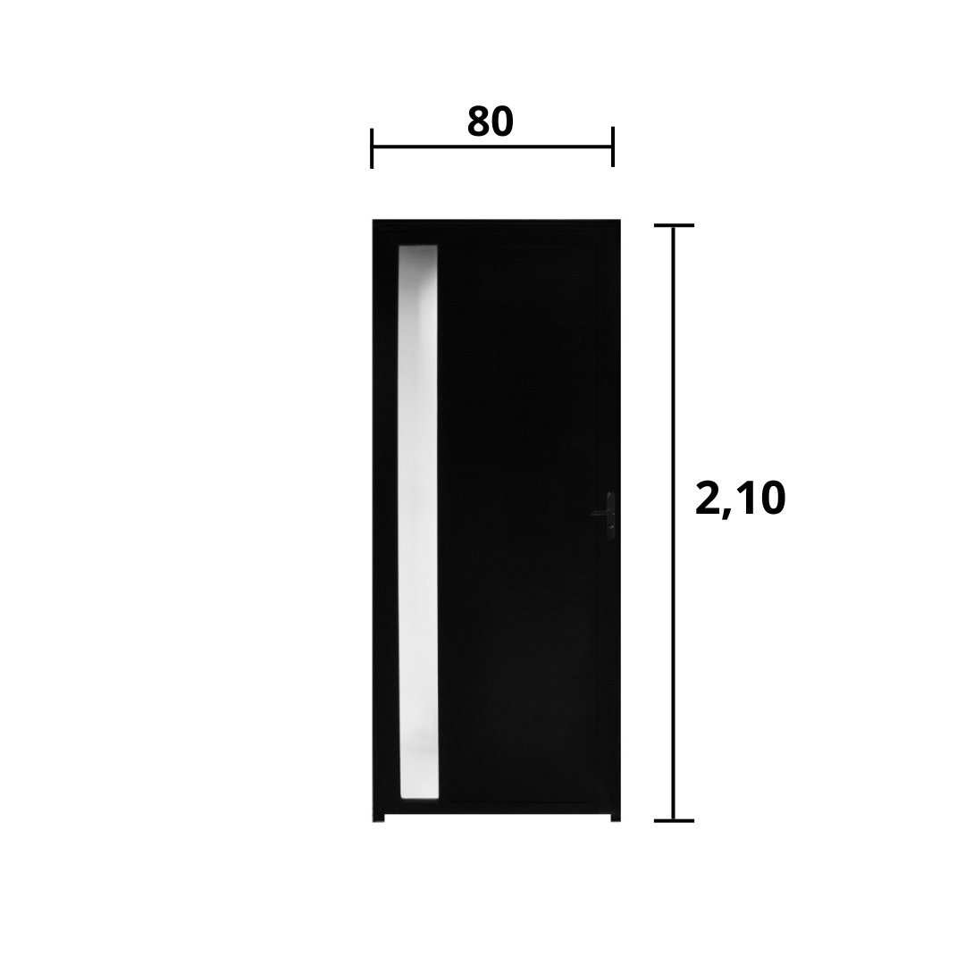 Porta Lambril C/Visor Aluminio Preto 2.10 x 0.80 Lado Esquerdo - Hale - 3