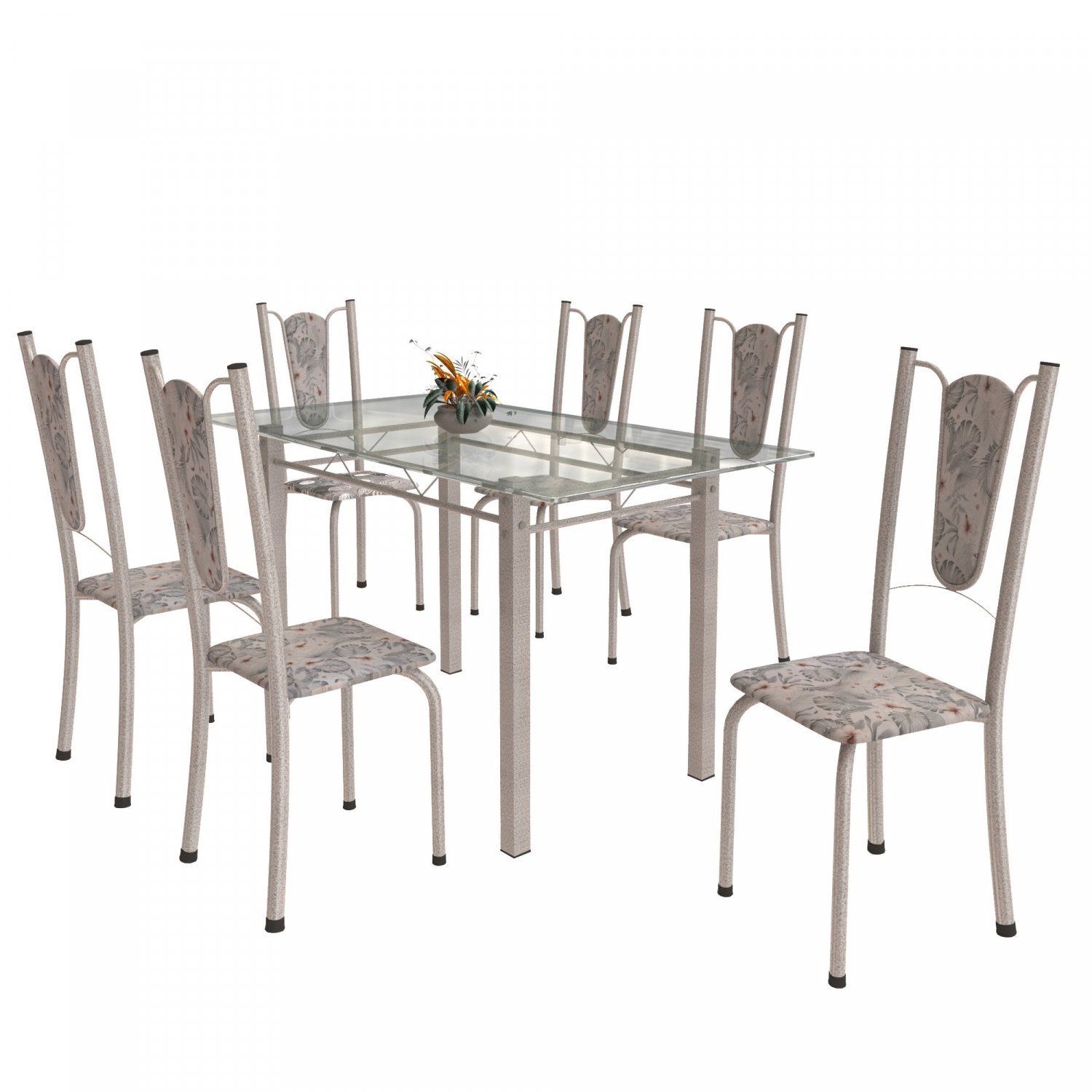 Conjunto de Mesa Tubular 6 Cadeiras 140cm com Tampo de Vidro Melissa  - 2