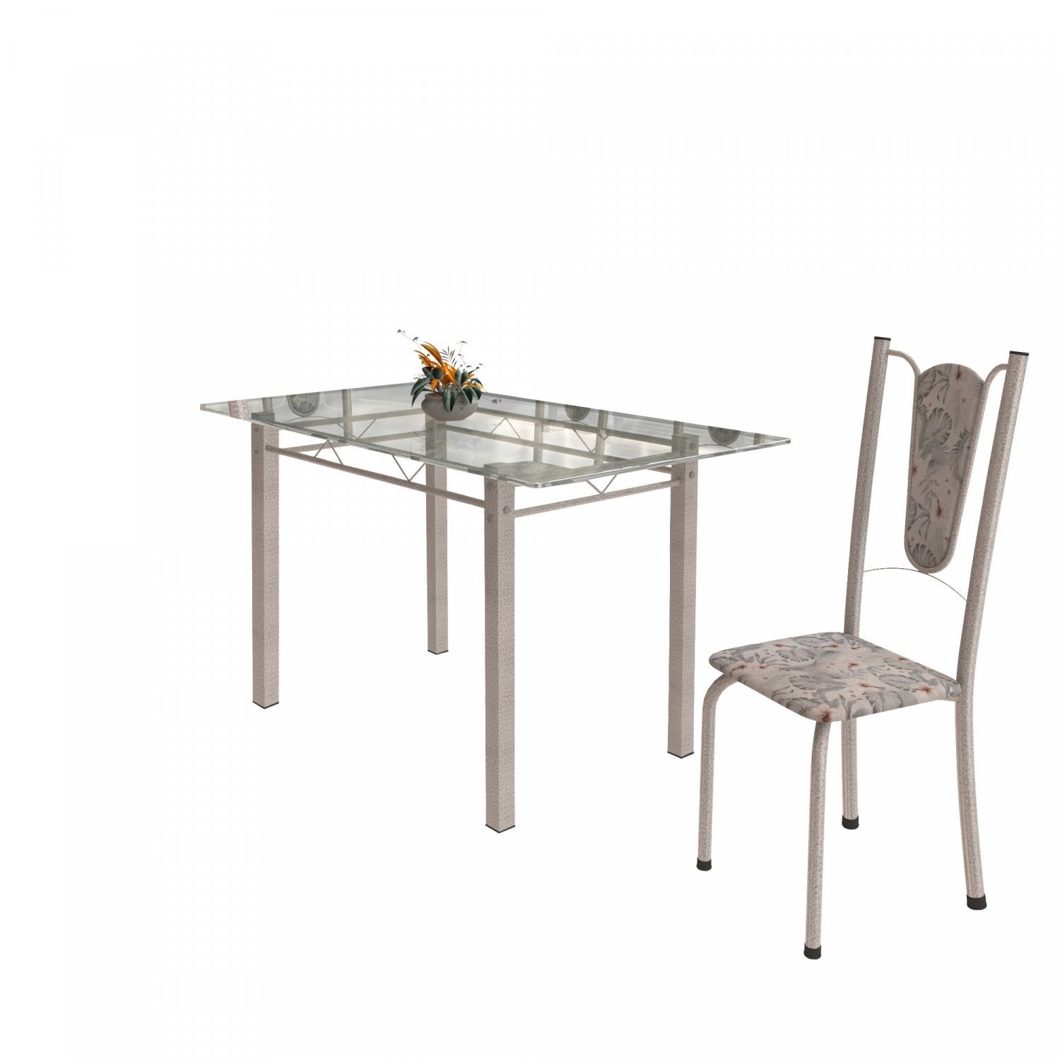 Conjunto de Mesa Tubular 6 Cadeiras 140cm com Tampo de Vidro Melissa  - 6