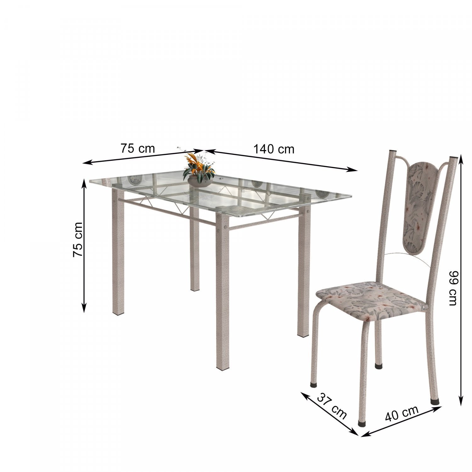 Conjunto de Mesa Tubular 6 Cadeiras 140cm com Tampo de Vidro Melissa  - 3