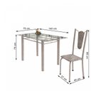 Ver imagem 3 de Conjunto de Mesa Tubular 6 Cadeiras 140cm com Tampo de Vidro Melissa Branco/Botanic Cinza/Pérola