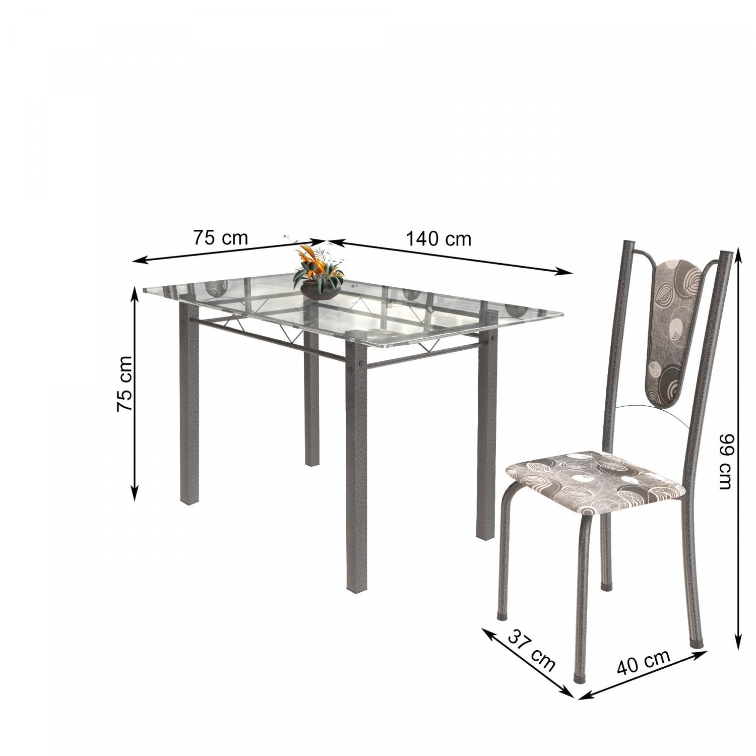 Conjunto de Mesa Tubular 6 Cadeiras 140cm com Tampo de Vidro Melissa  - 3