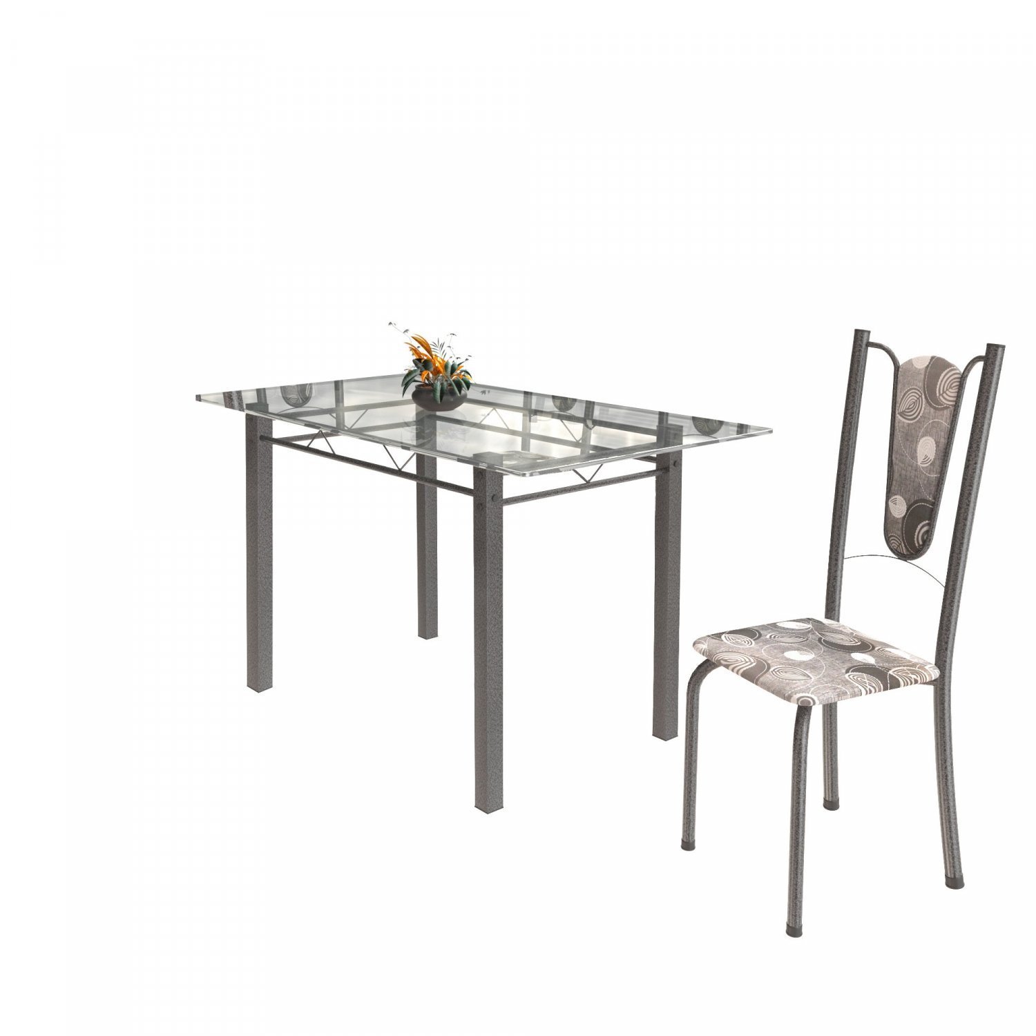 Conjunto de Mesa Tubular 6 Cadeiras 140cm com Tampo de Vidro Melissa  - 6